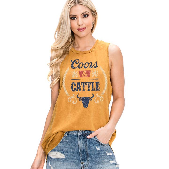 HRTandLUV - Wholesale Tank Top - Women's - COORS CATTLE GRAPHIC TANK TOP