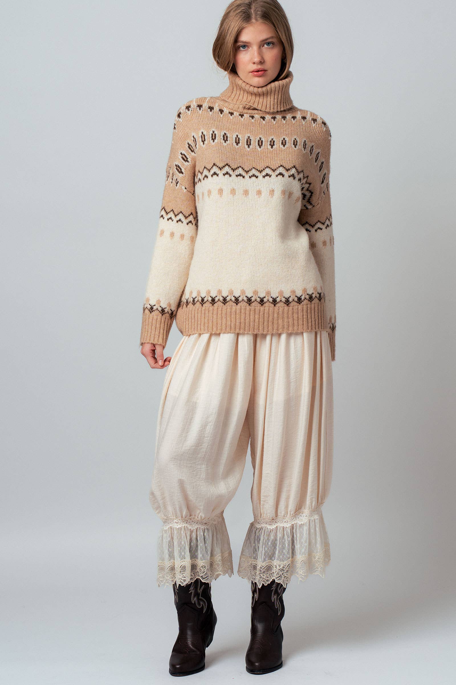 Urban Daizy - Wholesale Knit Sweater - Women's - Relaxed Fit Fair Isle Turtleneck Sweater21