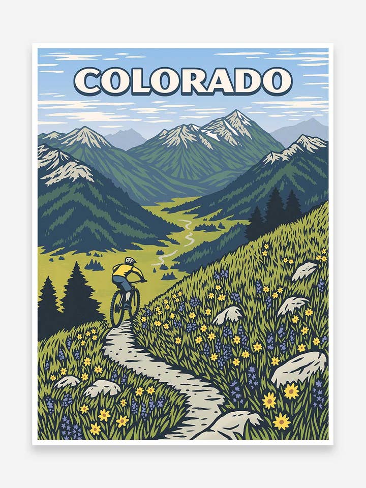 Colorado mountainbike konsttryck för wholesale av Trailmaps.com