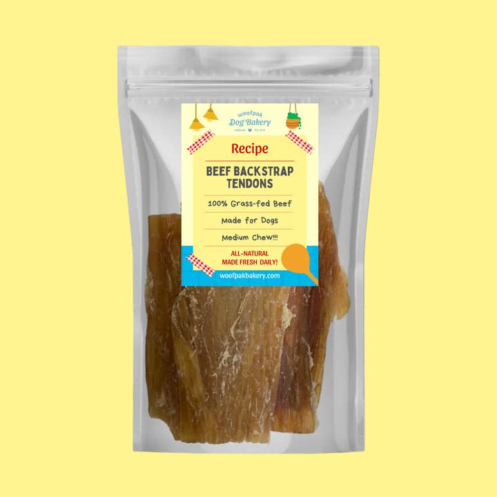 Backstrap Beef Tendons for wholesale by Woofpak Dog Bakery