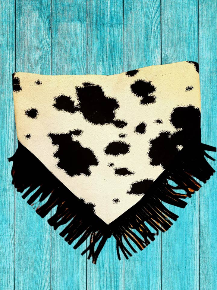 Scrunchie Hundehalstuch, Schwarzes Rindsleder-Print für den Großhandel von Max Pet Products