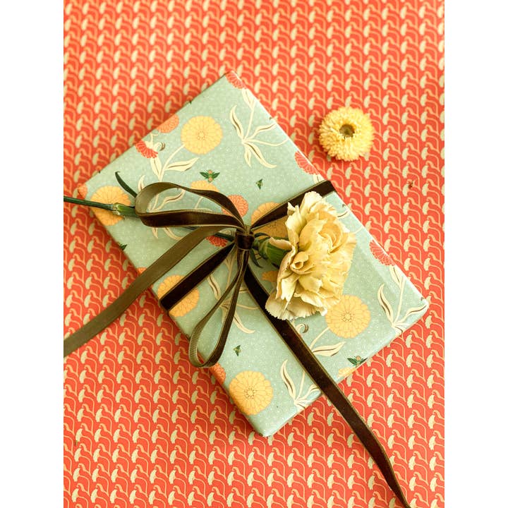 re:mused studio - Wholesale Flat Wrap - Calendula Gift Wrap Sheet-Double Sided10