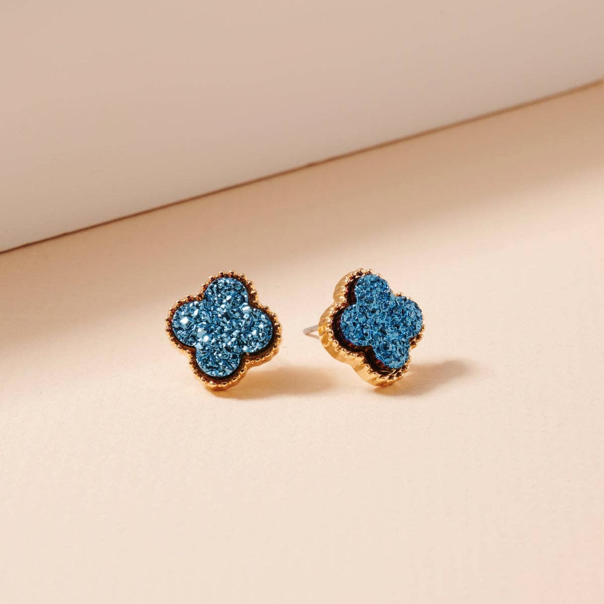 Frem - Wholesale Stud/Post Earrings - Mini Druzy Flower Stud Earrings8