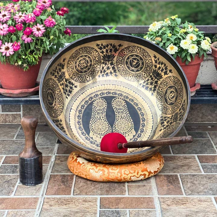 Handcrafted Buddha Feet Singing Bowl for Meditation and Healing - Large Tibetan Bowl with Deep Resonance, Perfect for Spiritual Practices for wholesale by NadaYoga