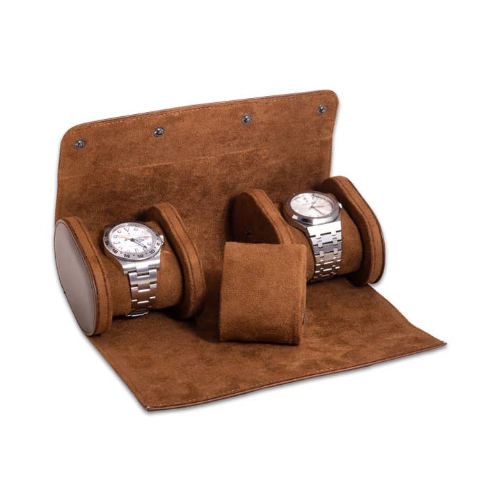 BeyBerk International - Wholesale Watch Band/Strap - Men's - Milani Leather Watch Roll Brown