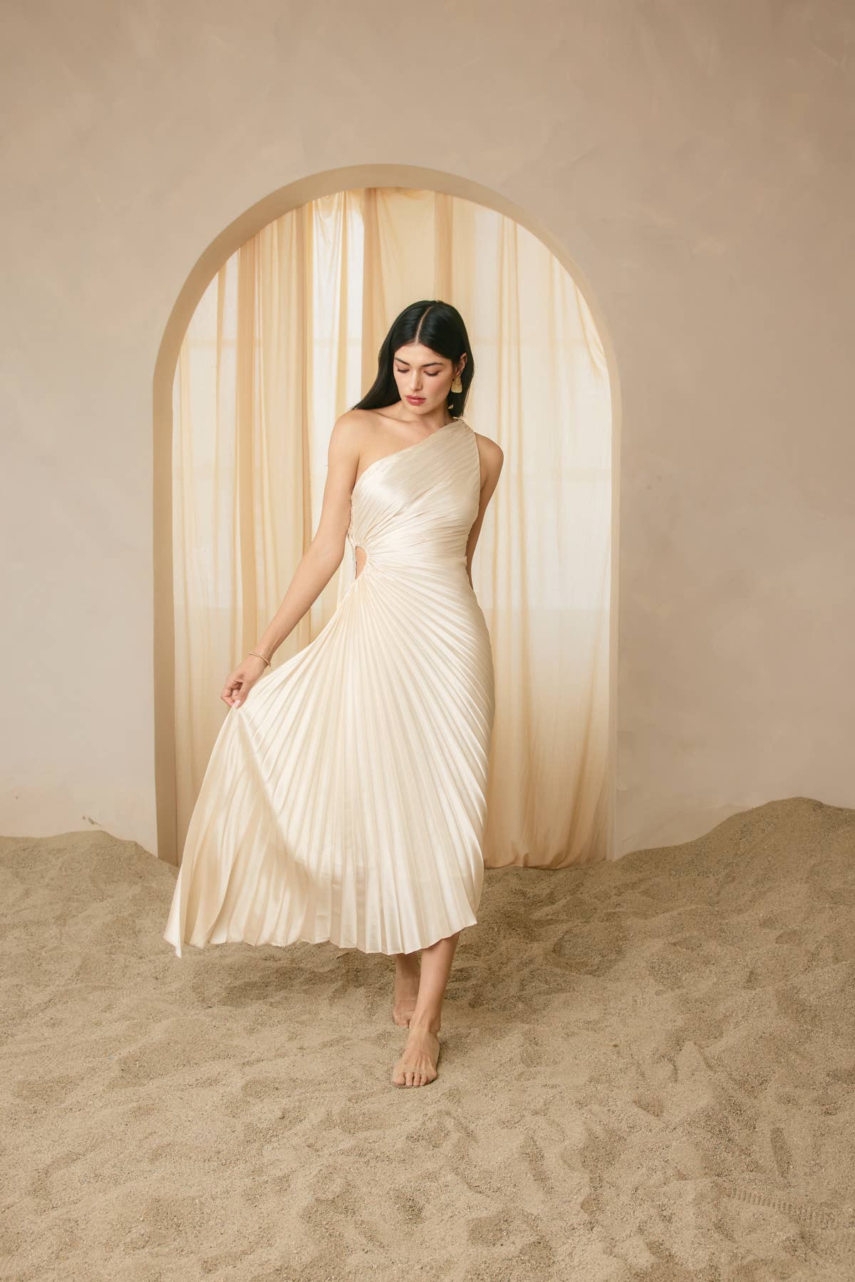 Dress Forum - Wholesale Dress - Women's - Olympia Asymmetrical Pleated Maxi Dress39