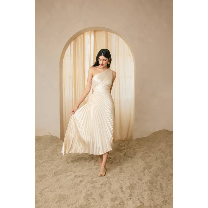 Dress Forum - Wholesale Dress - Women's - Olympia Asymmetrical Pleated Maxi Dress39