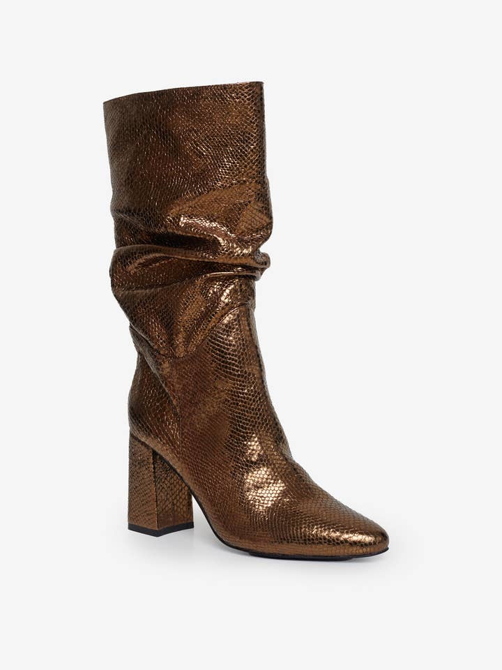 CRISTINA FERREIRA - Wholesale Laarzen - Dames - Hope Gold metallic laarzen met cobra-effect5