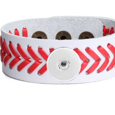 Bracelet - Baseball Weave Leather - Coordinates w/ 18mm Snap for wholesale by Say It in A Snap Jewelry