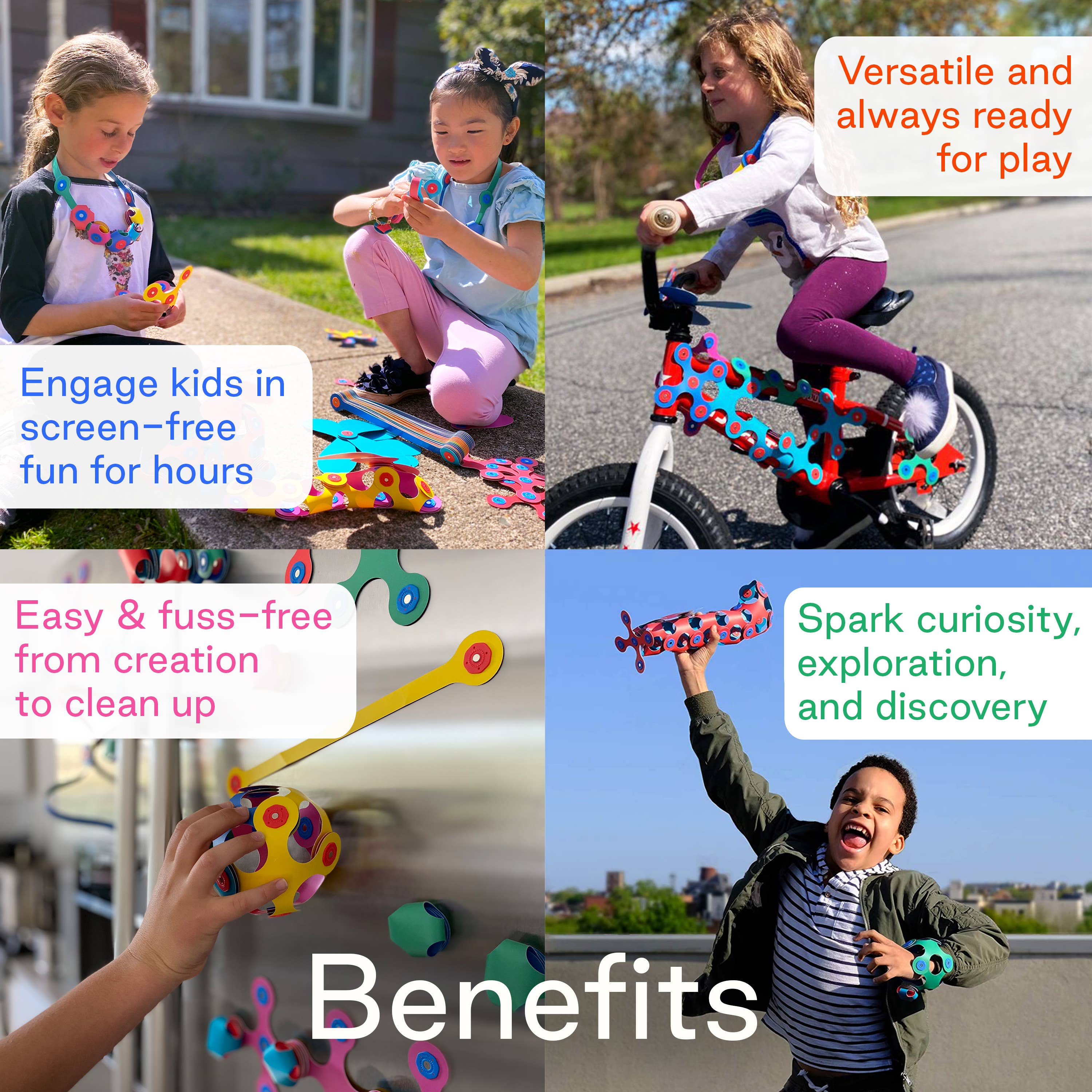 CLICS NV – Großhandel Baukasten – Kinder – Clixo Rainbow Pack – 42-teiliges Set mit voller Farbauswahl und Kreisel8