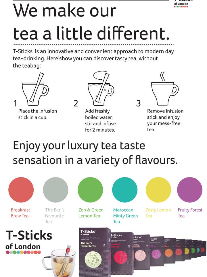 T-Sticks Breakfast Brew Tea BULK 150 sticks for wholesale by T-Sticks