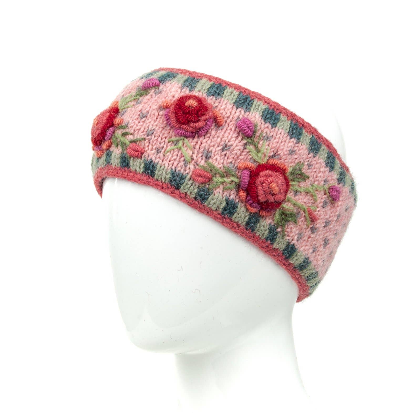 Lost Horizons Knitwear – Ships from USA - Wholesale Fashion Headband - Women's - Aubrey Headband - Hand Knit Wool Floral Embroidery7