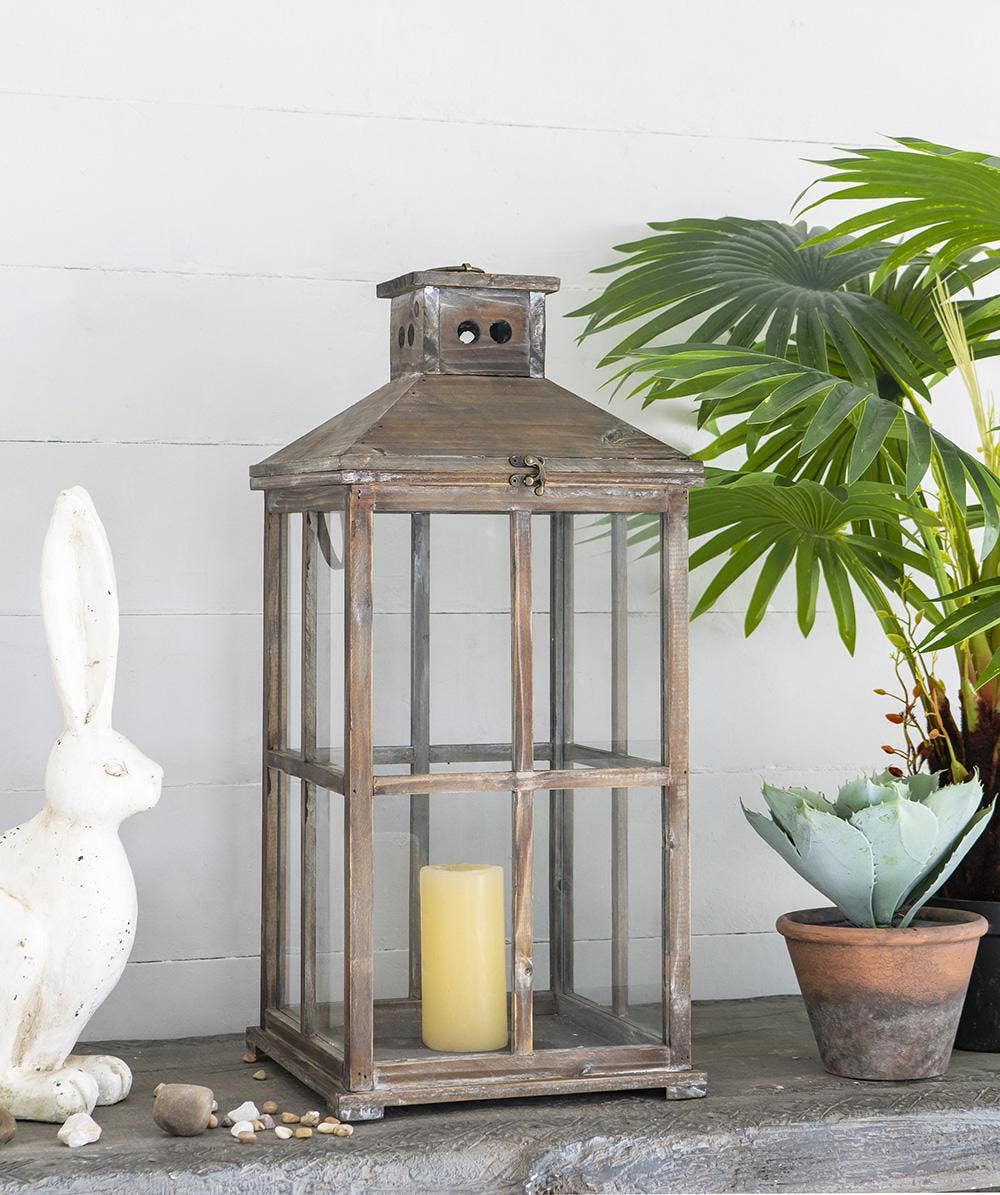 A&B Home Group Inc. - Wholesale Lantern - S/2 Graca Square Temple Garden Candle Lanterns - Brown2