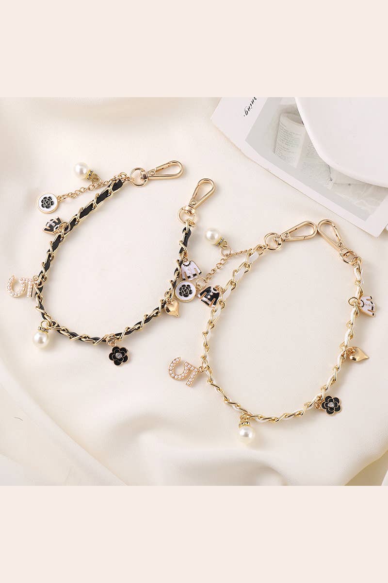 Leto Accessories - Wholesale Bag Strap - Women's - Inspired Pearl&Leather Interwoven Bag Charm Chain Strap9