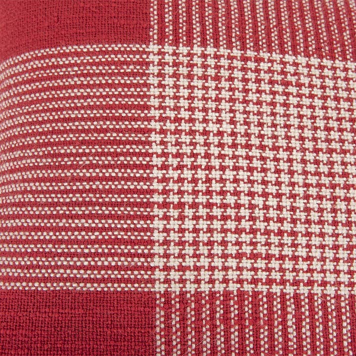 HomeRoots - Wholesale Throw/Decorative Pillow - Red White Plaid Pattern Throw Pillow2