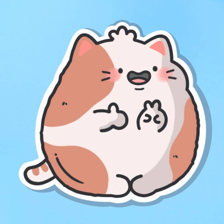Happy Cat Vinyl Sticker | Cute Stickers for wholesale by Toastedink