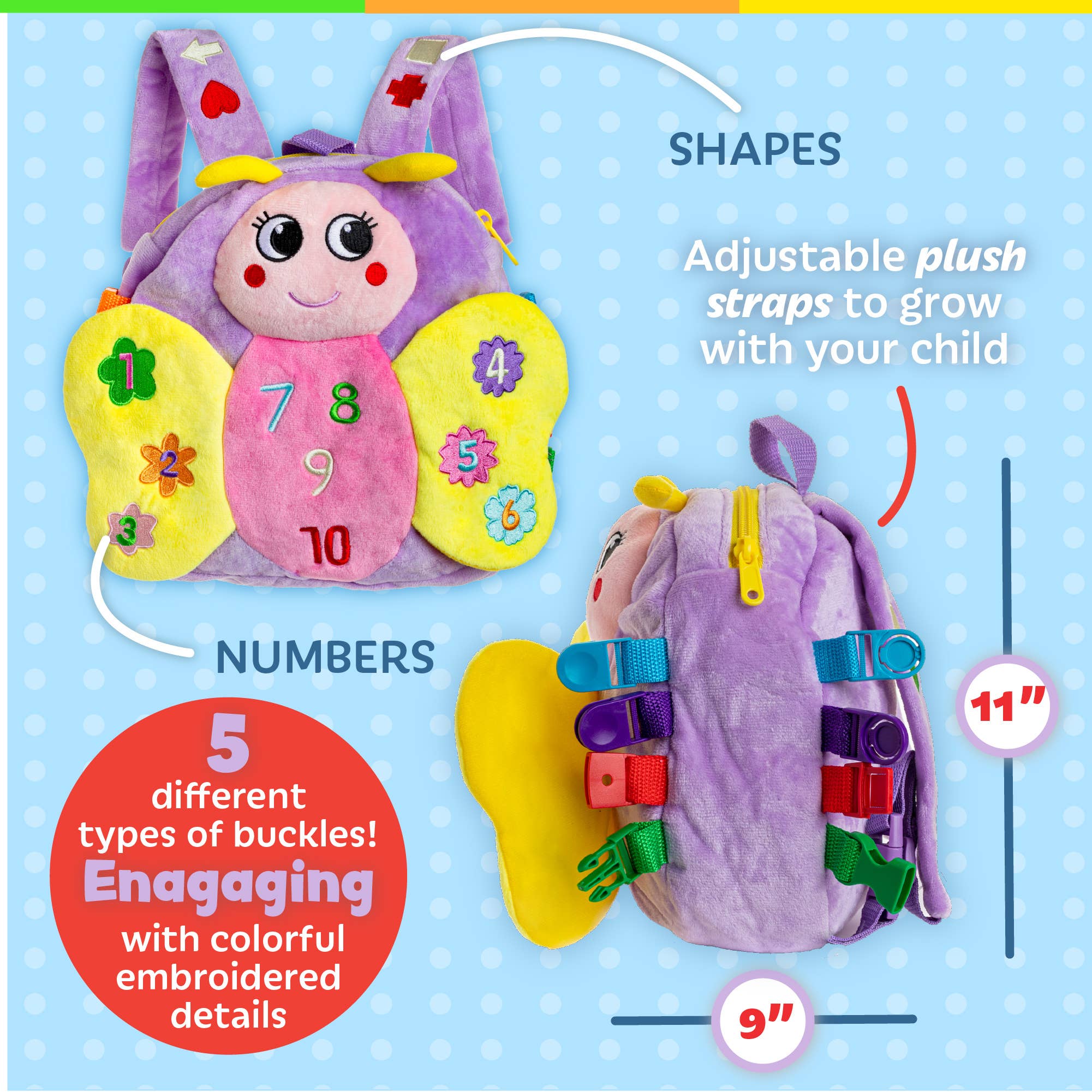 Buckle Toys - Vente Sac à dos – enfant - Sac à dos en forme de papillon3