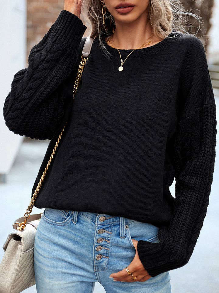 HIDDENBRAND - Wholesale Knit Sweater - Women's - Round neck women's long sleeve knit sweater