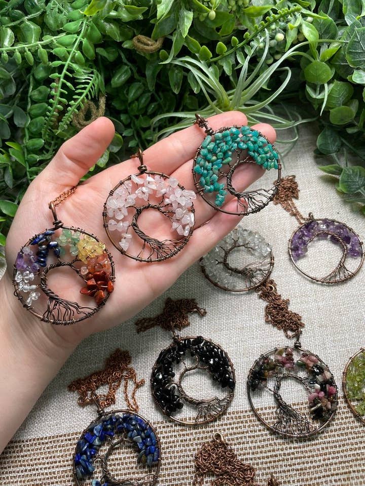 Crystal Tree of Life Necklace for wholesale by Copper Ashes