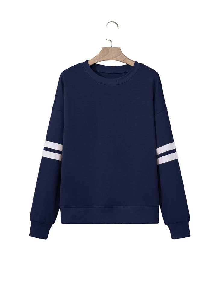 Aapparella - Wholesale Shirt - Women's - Striped Detail Drop Shoulder Oversized Sweatshirt | S-XL31