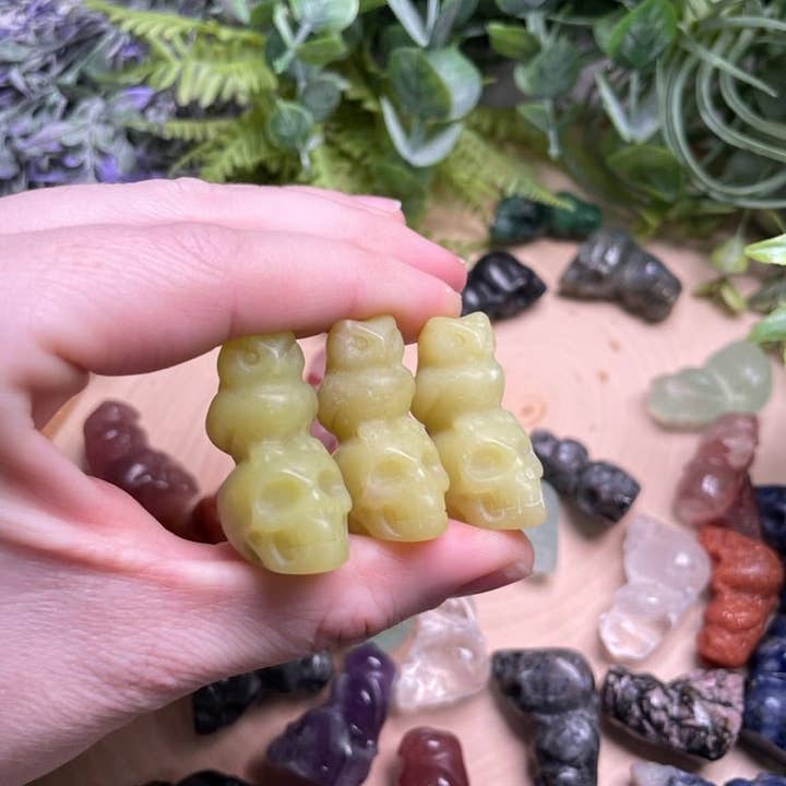 Copper Ashes - Wholesale Spiritual Stone/Crystal - Crystal Skull with Owl22