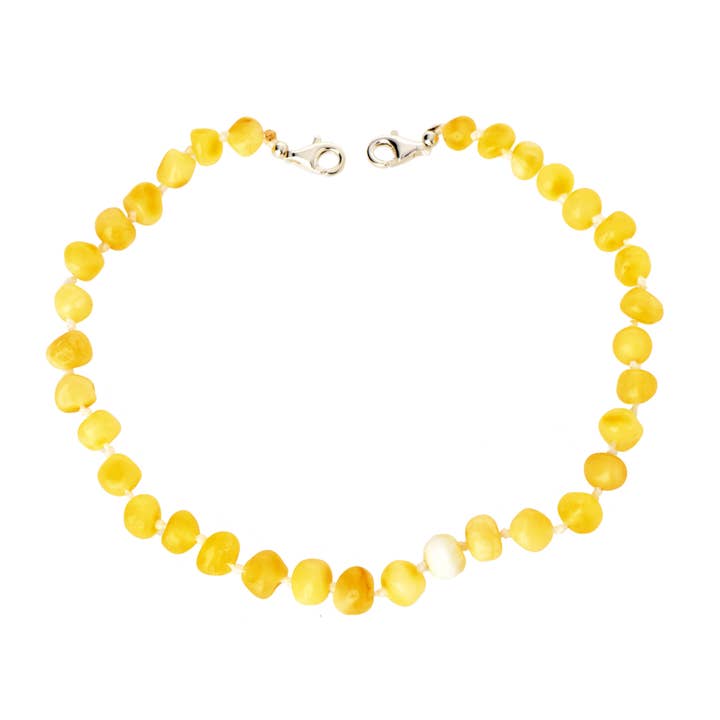 Cavigliera barocca lattea in ambra lucida per adulti con chiusura in argento Sterling 925 per la vendita all'ingrosso da parte di The Natural Amber