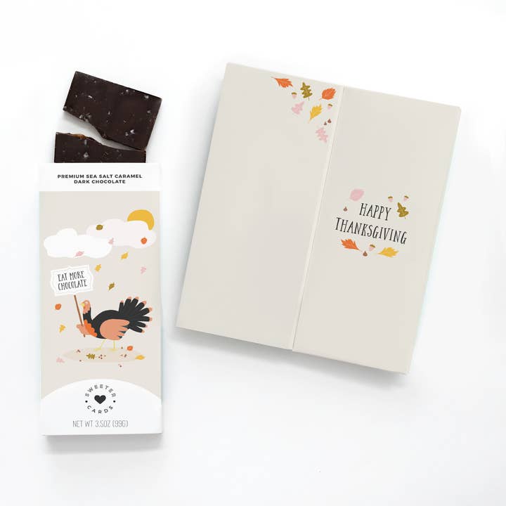 Chocolate Bar and Thanksgiving Card - Eat More Turkey for wholesale by Sweeter Cards Chocolate Bar + Greeting Card in ONE!
