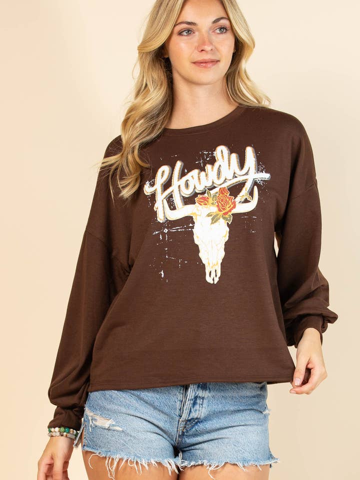 HAUT GRAPHIQUE EN VINYLE AV1171-MISHA HOWDY LONGHORN pour la vente par Avery