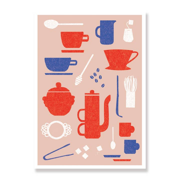 Caffeinated - Modern Coffee & Tea Greeting Card for wholesale by Willow Ship