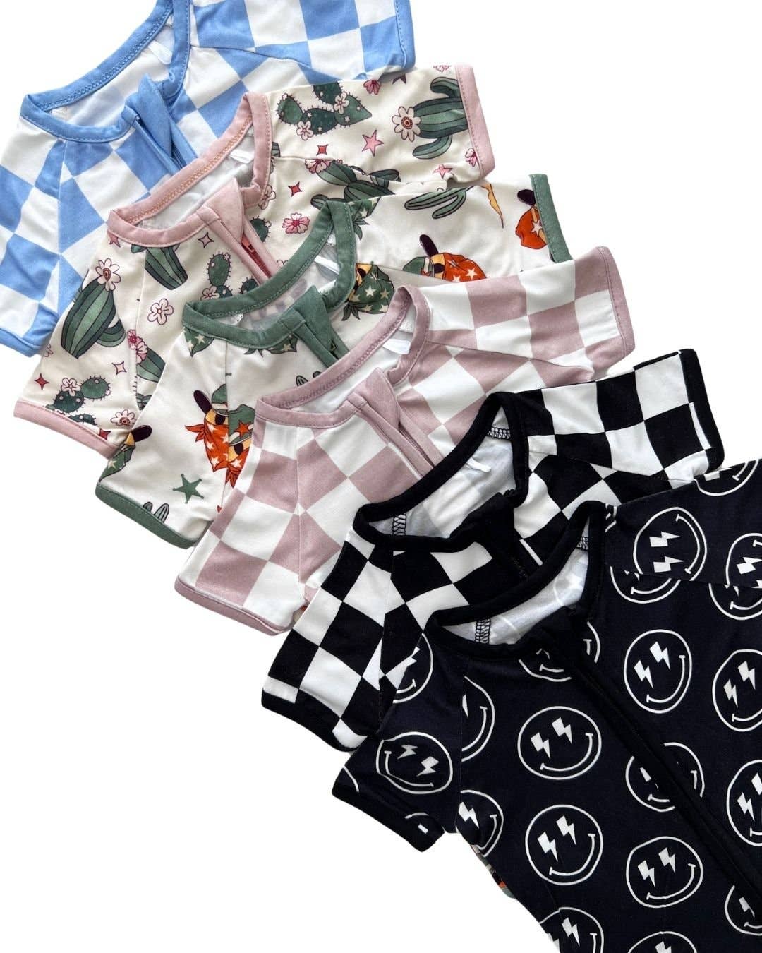 Grassy Creek Designs - Wholesale Jumpsuit - Baby - Bamboo Shorty Romper | Smiley Cowboy7