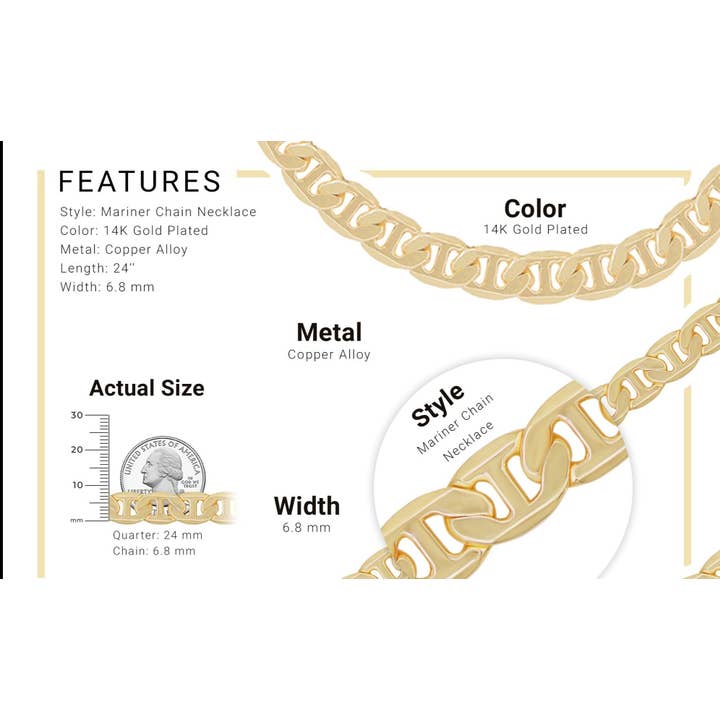 Sun Imperial - Wholesale Link & chain necklace - Mariner Chain 14K Gold Filled Bracelet 8.5" Lobster Claw3