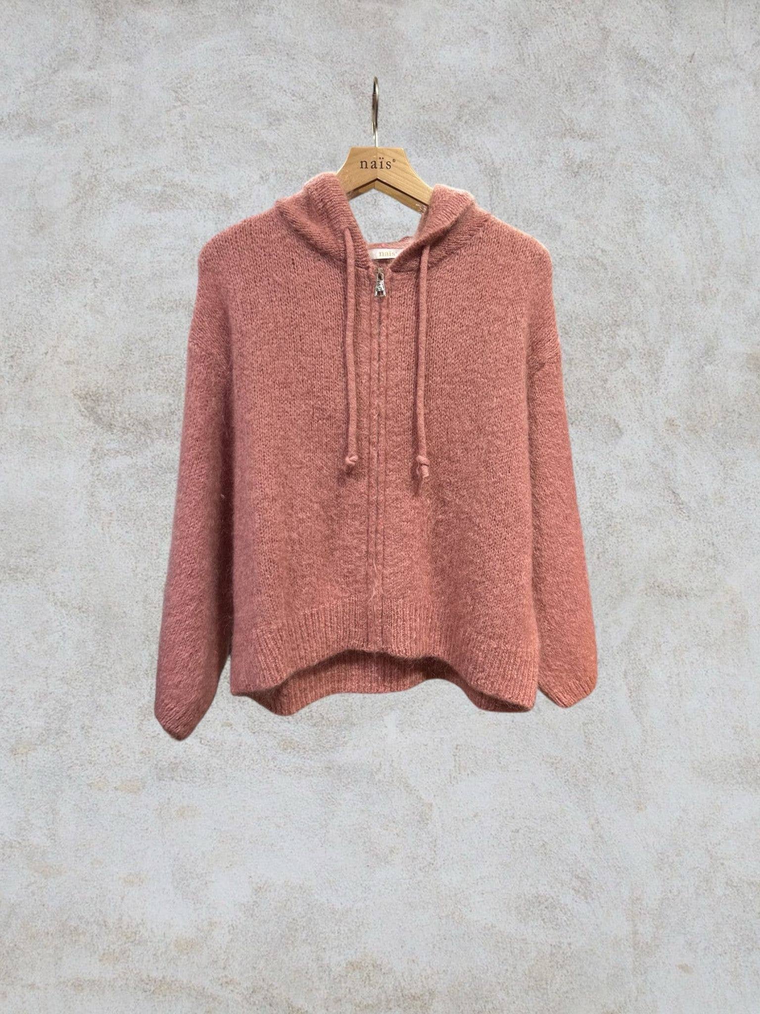 NAÏS PARIS - Vendita all'ingrosso Cardigan - Donna - Cardigan con cappuccio e zip in mohair e lana15