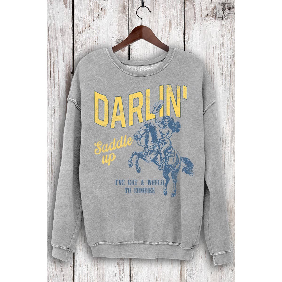HRTandLUV - Wholesale Graphic Sweatshirt - Women's - DARLIN SADDLE UP MINERAL SWEATSHIRTS1