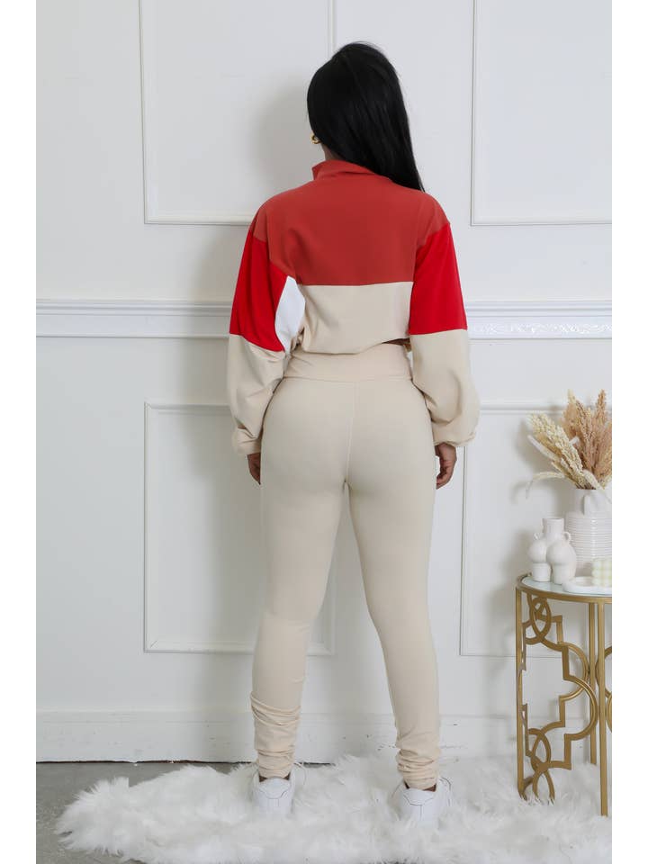 5besties inc - Wholesale Top & Pant Set (NOT Loungewear) - Women's - COLOR BLOCK WINDBREAKER AND LEGGINGS SET