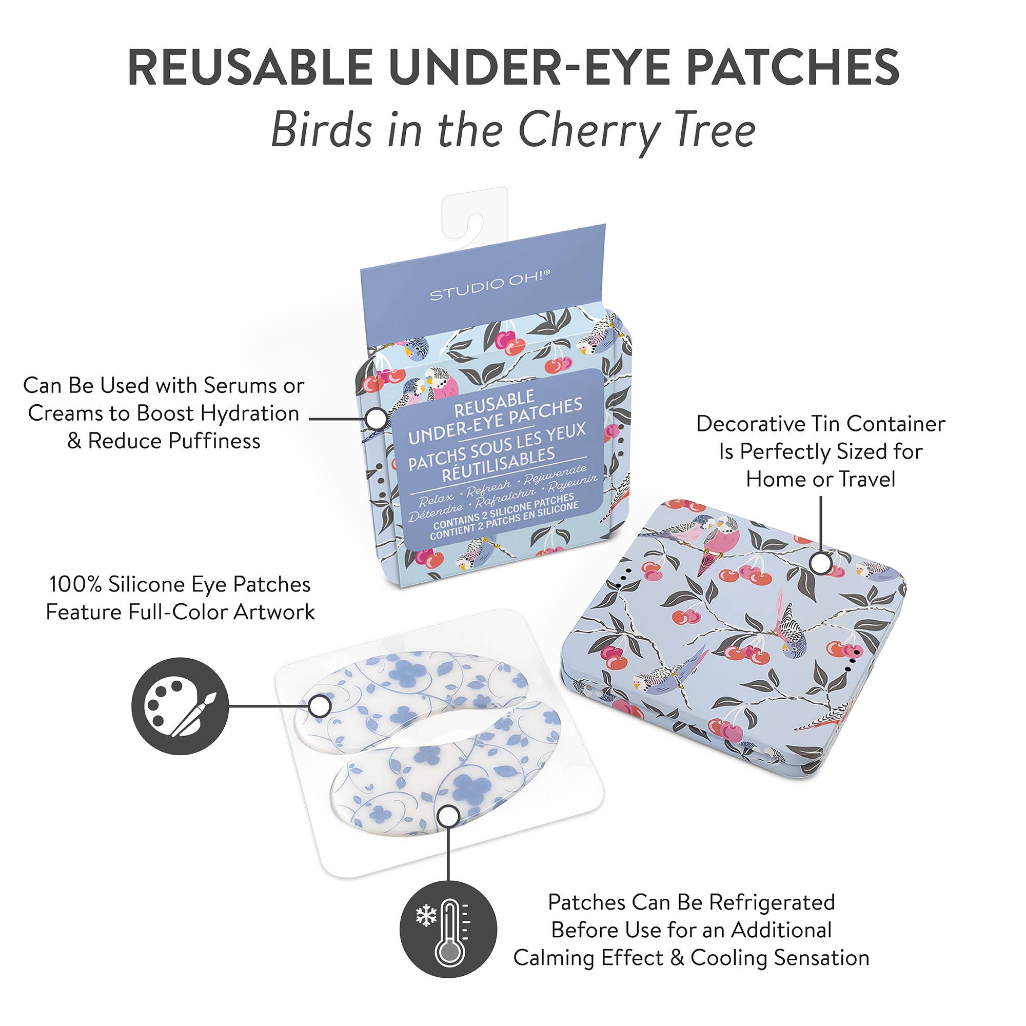 Studio Oh! - Wholesale Eye Treatment Mask - Birds in the Cherry Tree Reusable Under-Eye Patches3