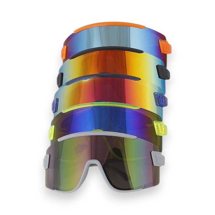 Unisex Sporty Shield Mirror Sunglasses Set for wholesale by LA Jewelry Plaza
