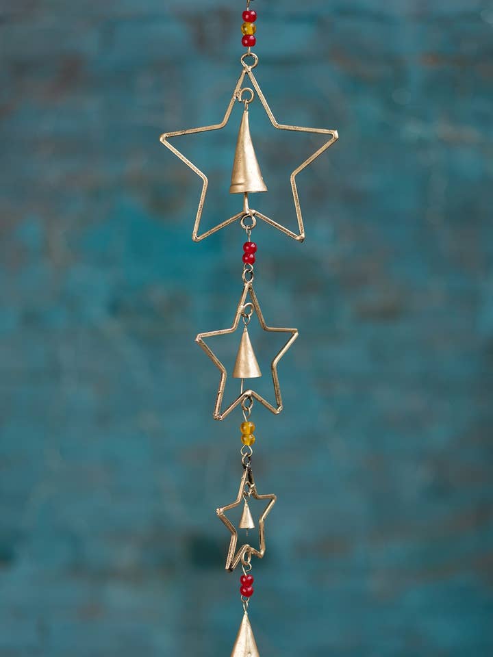 String of Iron Stars with Beads/bells for wholesale by Namaste