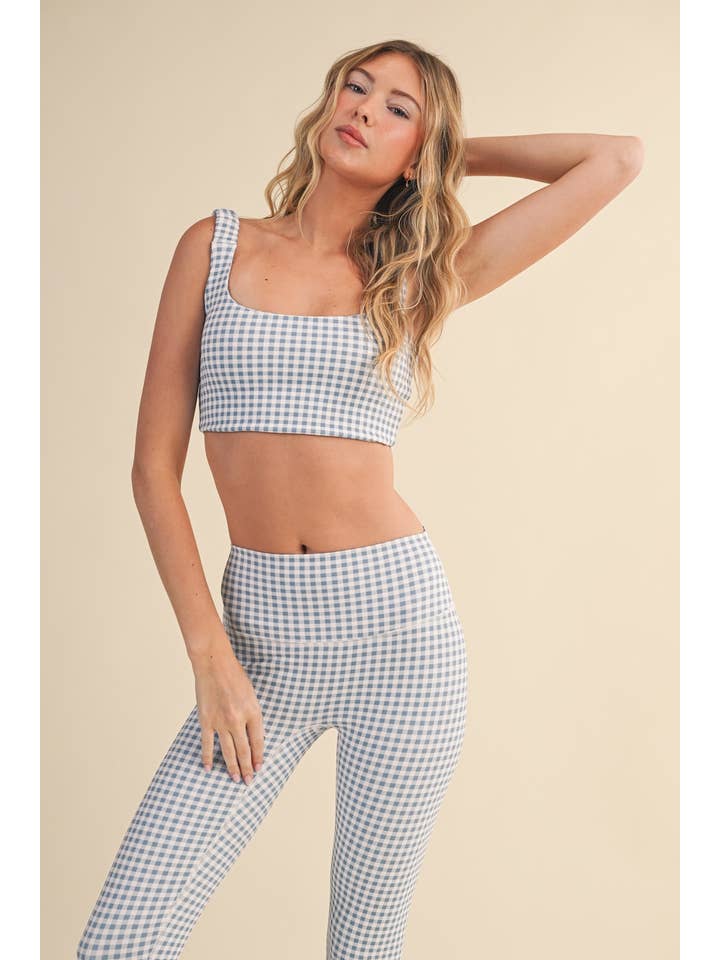 KIMBERLY C - Wholesale Sports Bra - Women's - Gingham Print Ruched Bra Top75