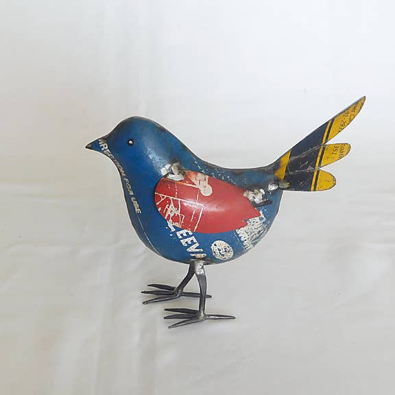 Everyday Artifact - Wholesale Sculpture - Bluebird Bird Recycled Metal Animal2