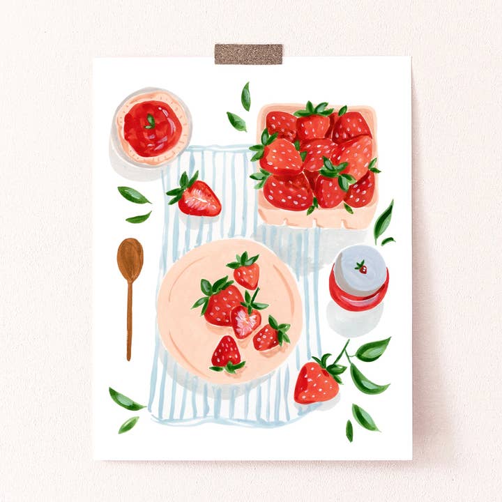 Zoete aardbeien Art Print voor wholesale door Sabina Fenn
