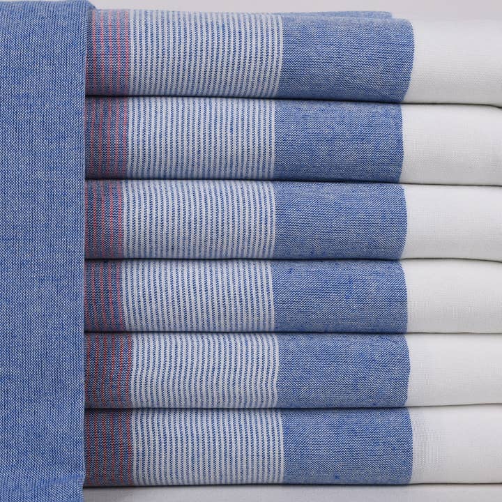 Organic Turkish Towels – wholesale Beach towel – Organic Cotton Towels, Navy Blue-Red Striped Peshtemal