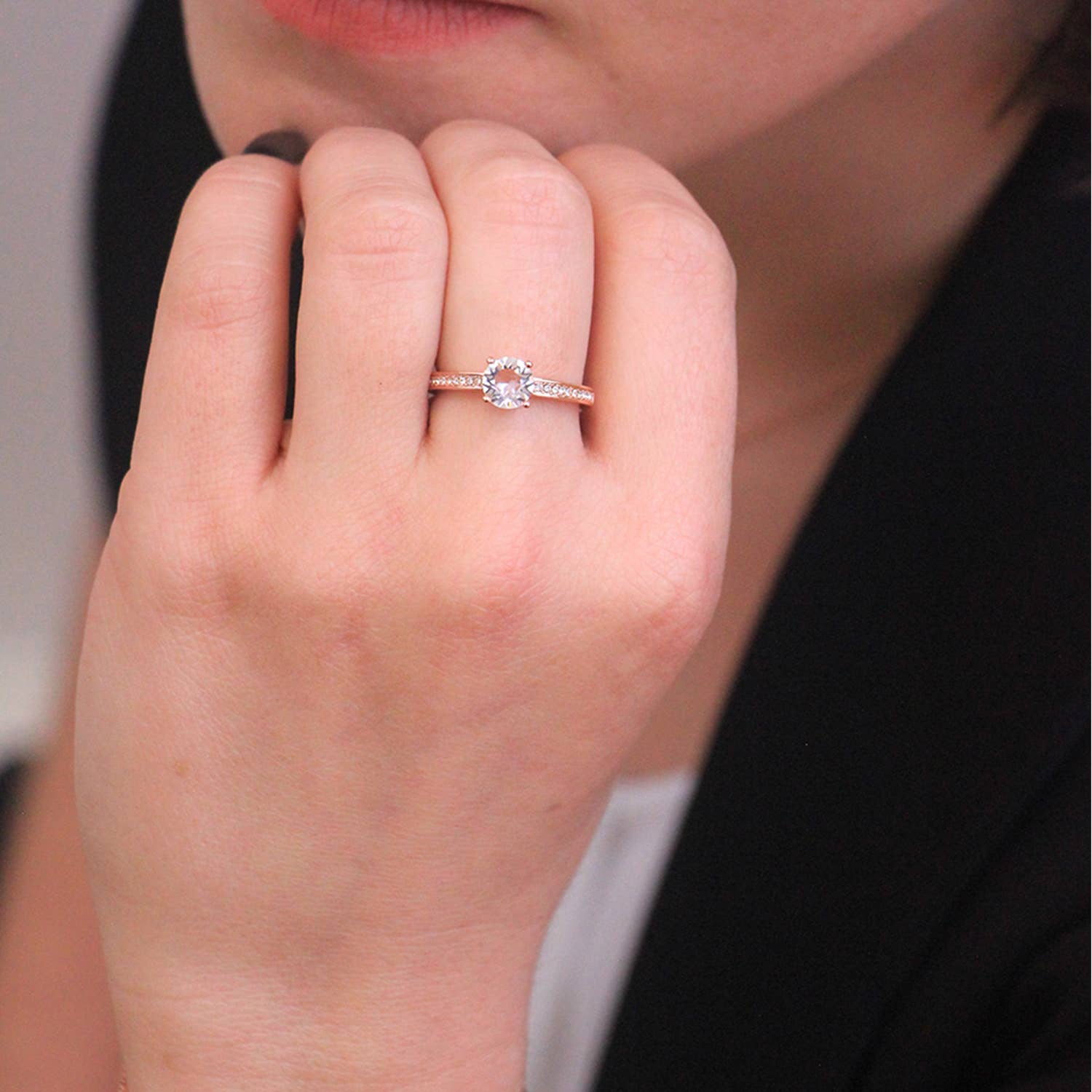 CARALI / MYC Paris - Wholesale Engagement Ring - Elise Ring - Rose Gold and Crystal4