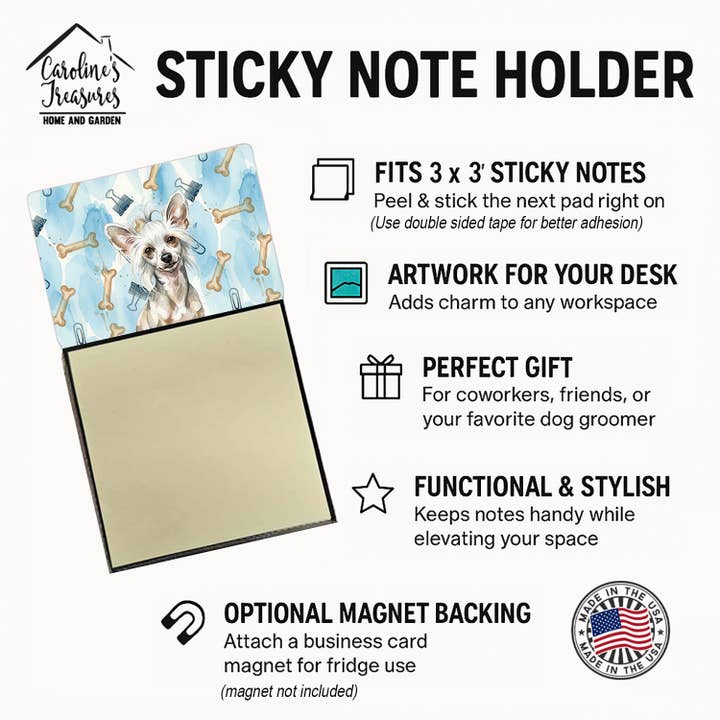 Caroline's Treasures - Wholesale Sticky Notes - Hairless Mottled Pattern Chinese Crested Coworker Sticky No1