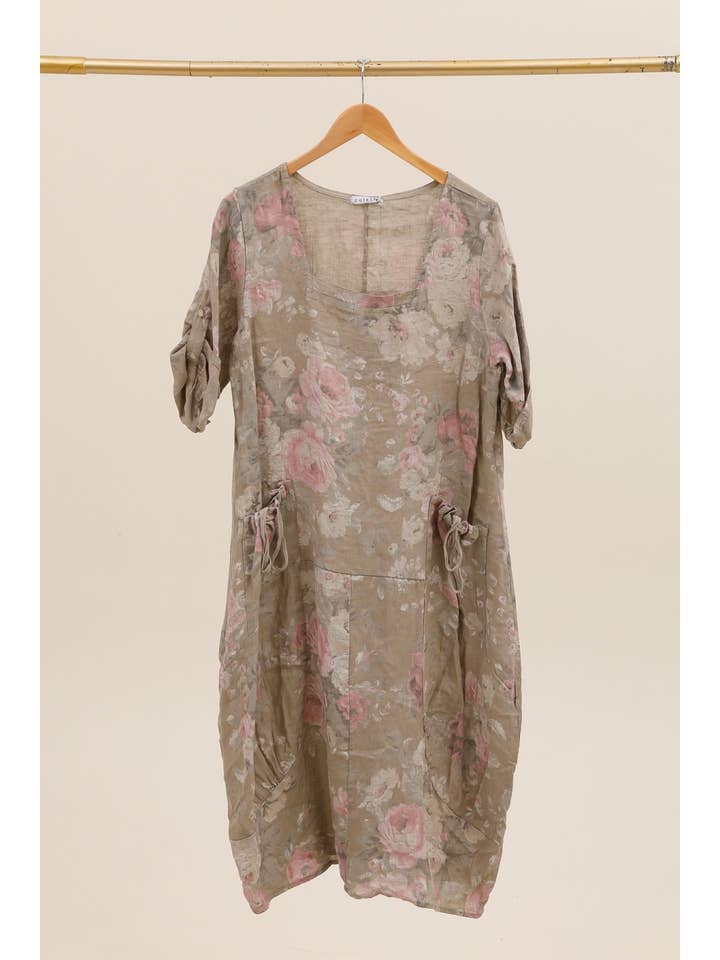 la maison des fibres naturelles – Großhandel Kleid – Damen – Leinenkleid mit floralem Muster, 100 % Leinen, Modell 6796757