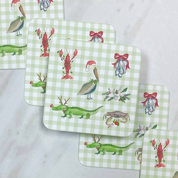 Christmas Card stock Coasters - Louisiana for wholesale by Sibley Designs
