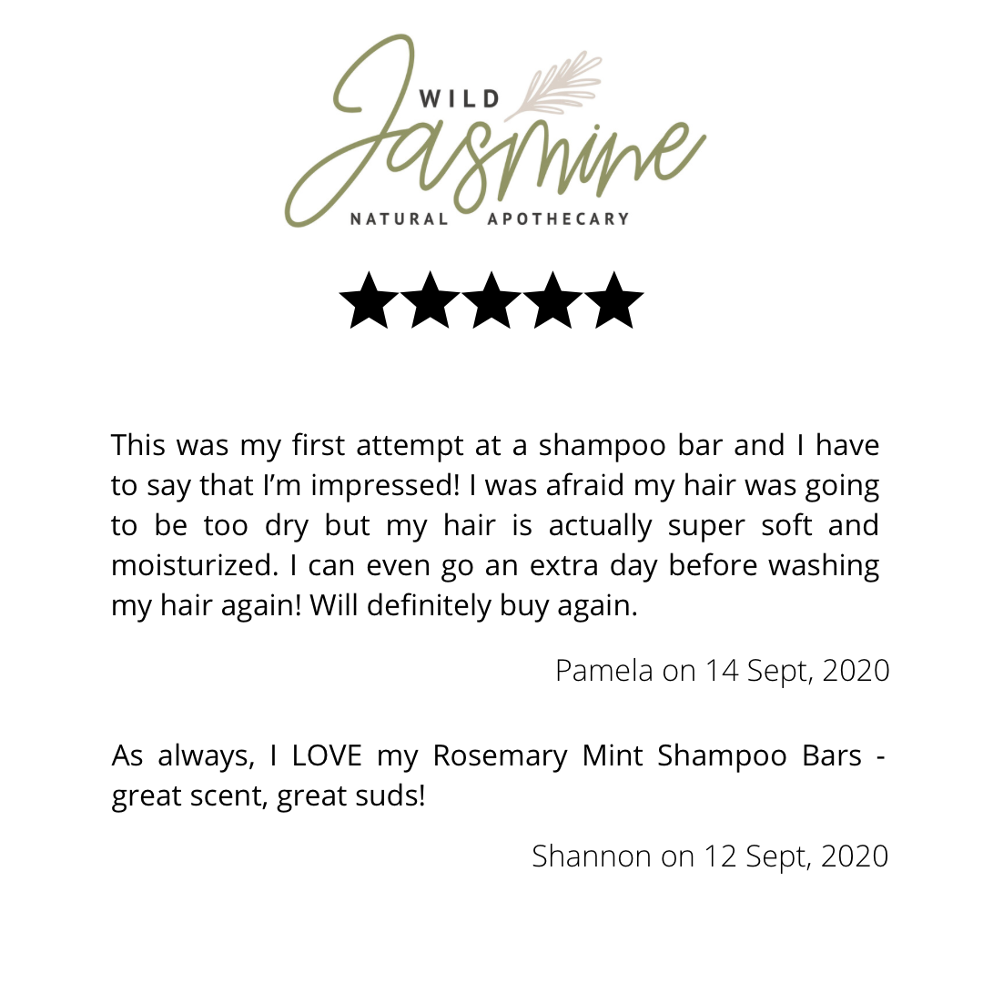 Wild Jasmine Natural Apothecary - Wholesale Shampoo Puck/Solid Shampoo - Rosemary Mint Shampoo Bar - 5 oz - Seed Paper Label1