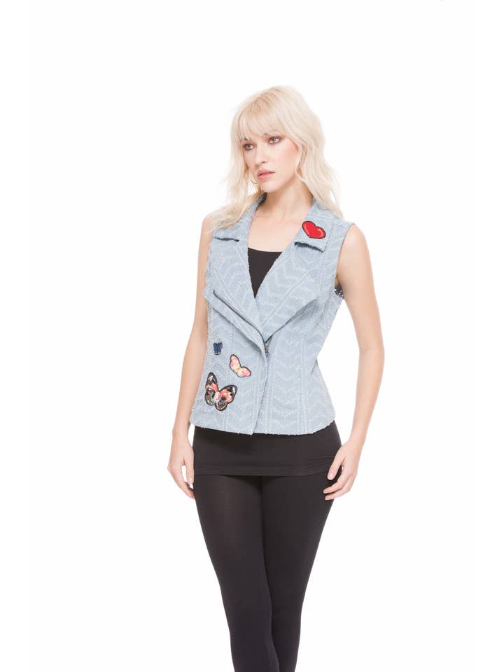 Adore - Wholesale Outerwear Vest - Women's - L3448-1 - Denim Vest