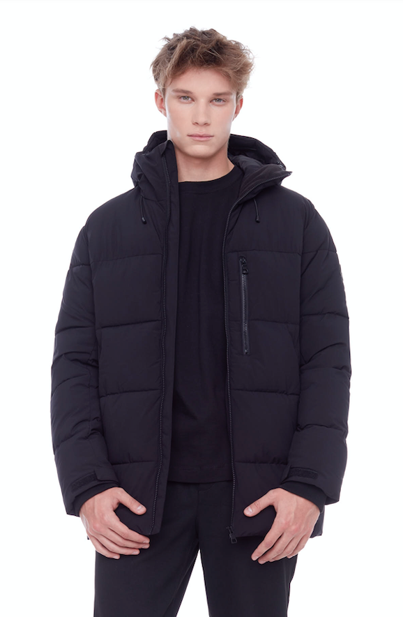 BANFF | MEN'S VEGAN DOWN (RECYCLED) MID-WEIGHT QUILTED PUFFER JACKET, BLACK for wholesale on Faire1