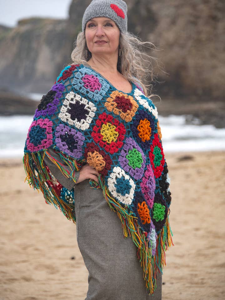 Zig Zag Asian Collection - Wholesale Poncho - Women's - Granny Square Poncho4