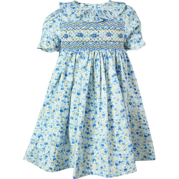 Baby Girls Spring Easter Floral Dress Hand Smocked for wholesale by Angeline Kids
